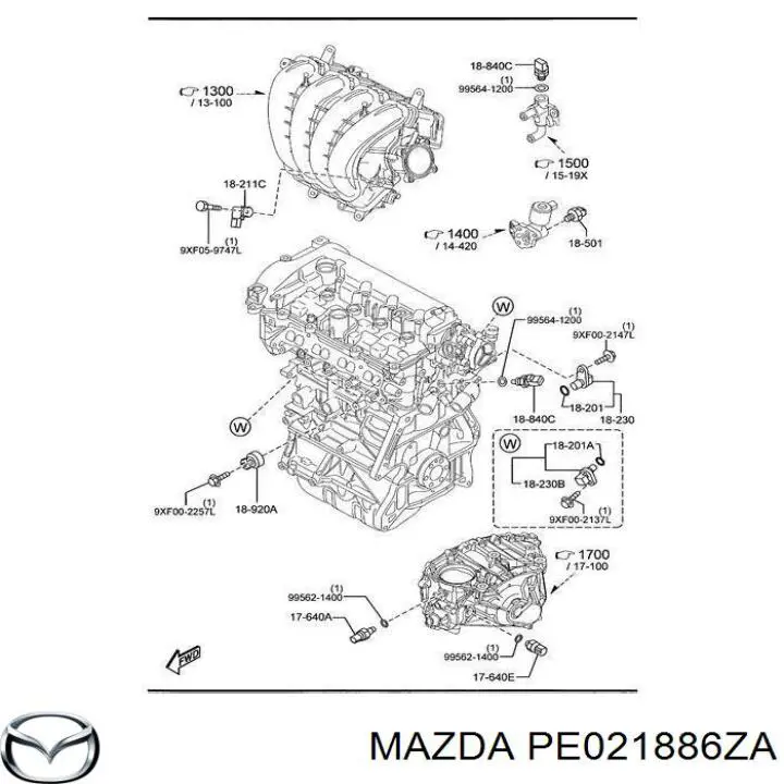 Do koszyka PE021886Z Mazda Sonda lambda czujnik tlenu przed katalizatorem