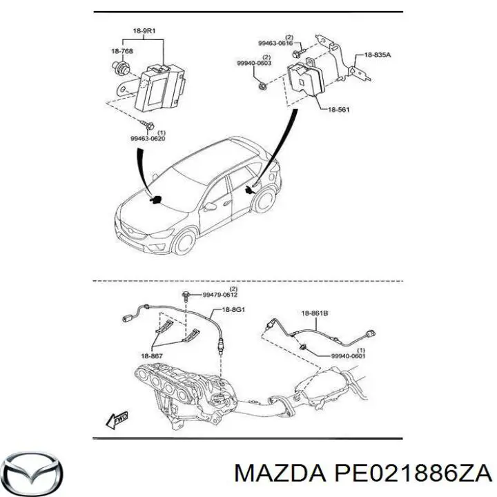 Sonda lambda czujnik tlenu przed katalizatorem Mazda PE021886Z cena, od 97,05 USD