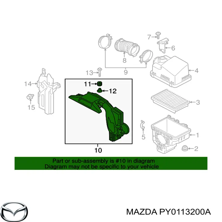 PY0113200A Mazda Wlot powietrza do filtra powietrza