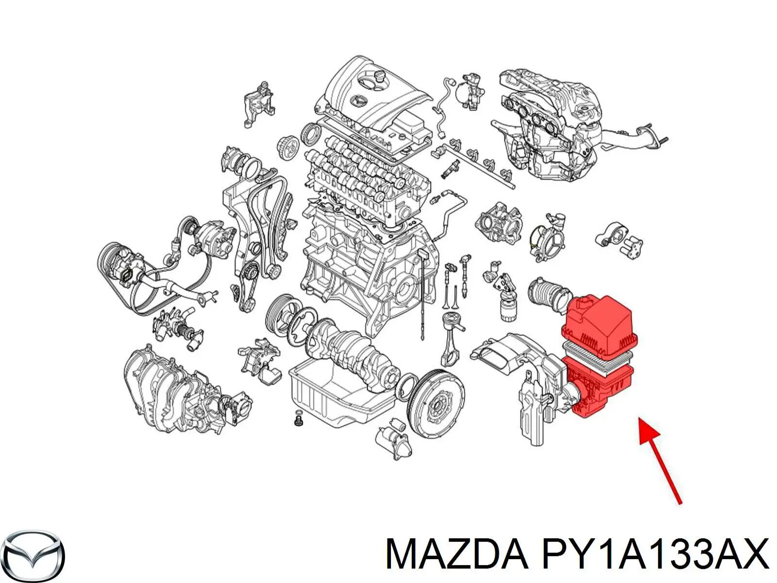 PY1A133AX Mazda obudowa filtra powietrza górna część