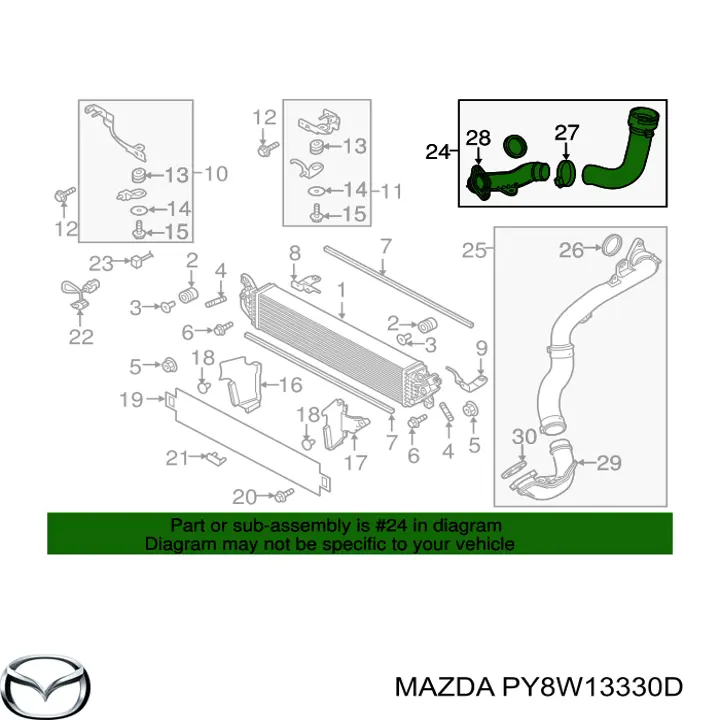 Przewód (króciec) intercoolera prawy Mazda CX-9 (TC)