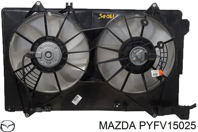 Dyfuzor chłodnicy, w komplecie z silnikiem i wirnikiem PYFV15025 Mazda