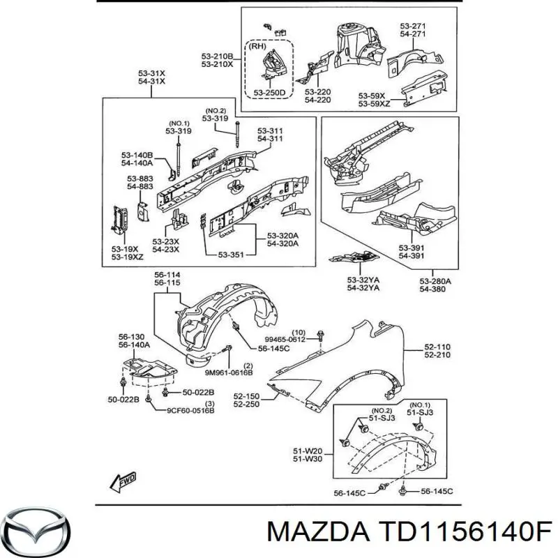 Nadkole błotnika przedniego lewe do Mazda CX-9  TB