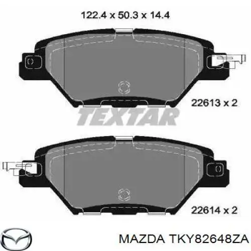 Okładziny (klocki) do hamulców tarczowych tylne Mazda TKY82648ZA