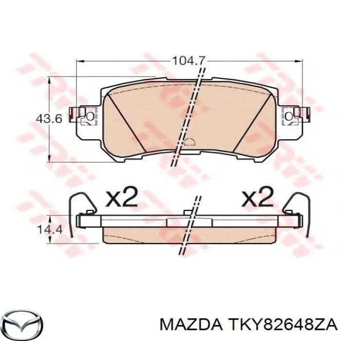 Okładziny (klocki) do hamulców tarczowych tylne Mazda TKY82648ZA cena, od 33,51 USD