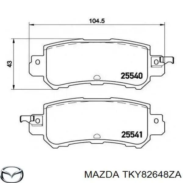 Okładziny (klocki) do hamulców tarczowych tylne Mazda TKY82648ZA cena, od 33,51 USD