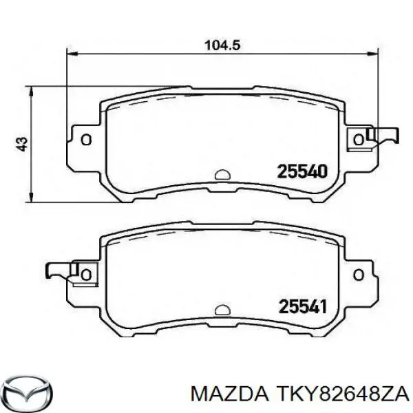 TKY82648ZA Mazda Okładziny (klocki) do hamulców tarczowych tylne