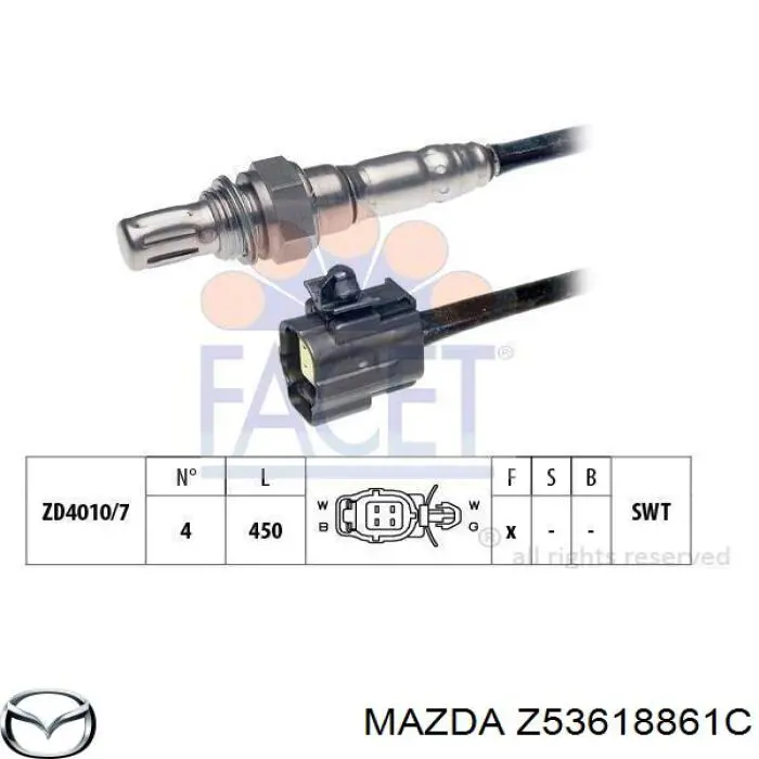 Sonda lambda, czujnik tlenu Z53618861C Mazda