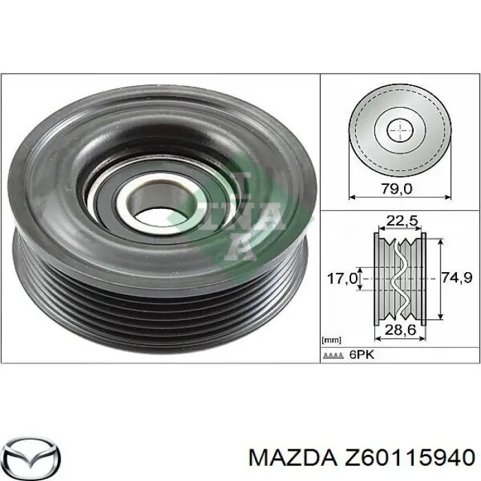 Z60115940 Mazda Rolka prowadząca, kierunkowa paska napędowego