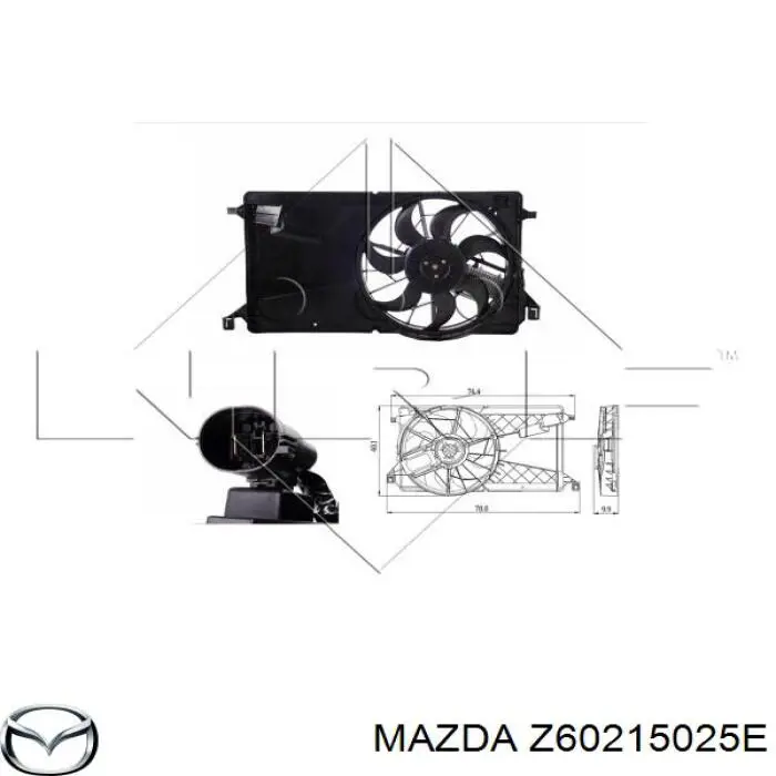 Z60215025E Mazda Dyfuzor chłodnicy, w komplecie z silnikiem i wirnikiem