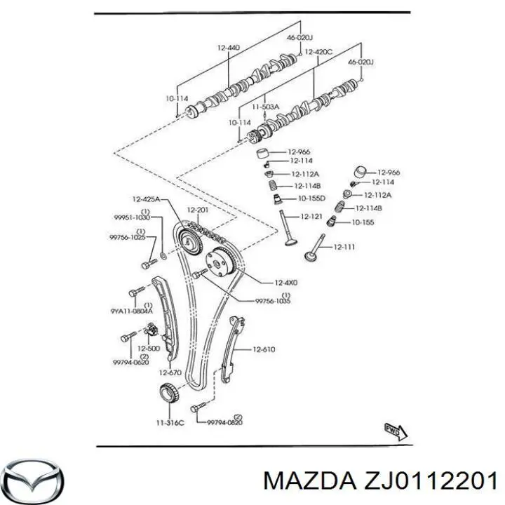ZJ0112201 Mazda Łańcuch rozrządu