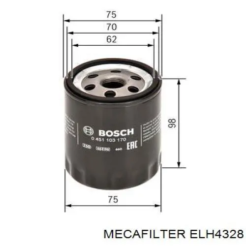 Do koszyka ELH4328 Mecafilter Filtr oleju