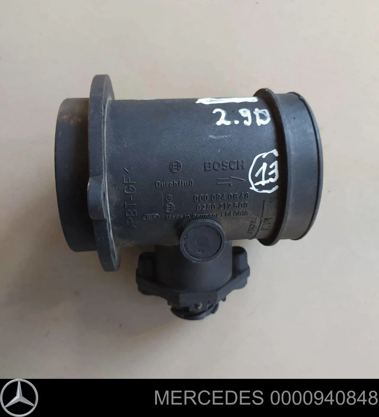 Czujnik przepływu powietrza, przepływomierz powietrza M.A.F. Mercedes 0000940848 cena, od 71,51 USD