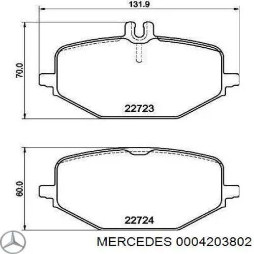 Klocki hamulcowe przednie tarczowe Mercedes 0004203802 cena, od 57,10 USD