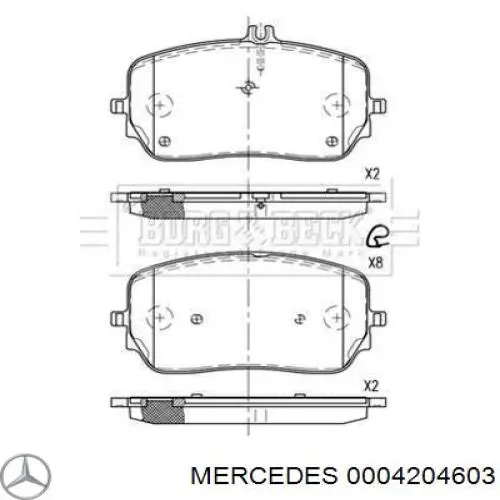 0004204603 Mercedes Klocki hamulcowe przednie tarczowe