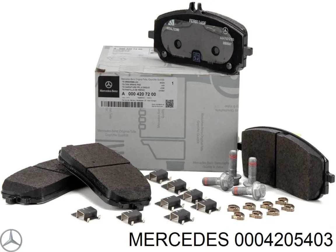Do koszyka 0004205403 Mercedes Klocki hamulcowe przednie tarczowe