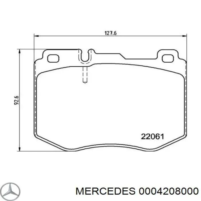 0004208000 Mercedes klocki hamulcowe przednie tarczowe