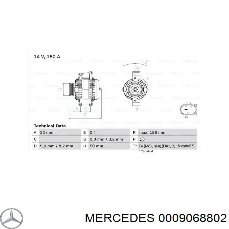 Alternator Mercedes 0009068802 cena, od 191,45 USD