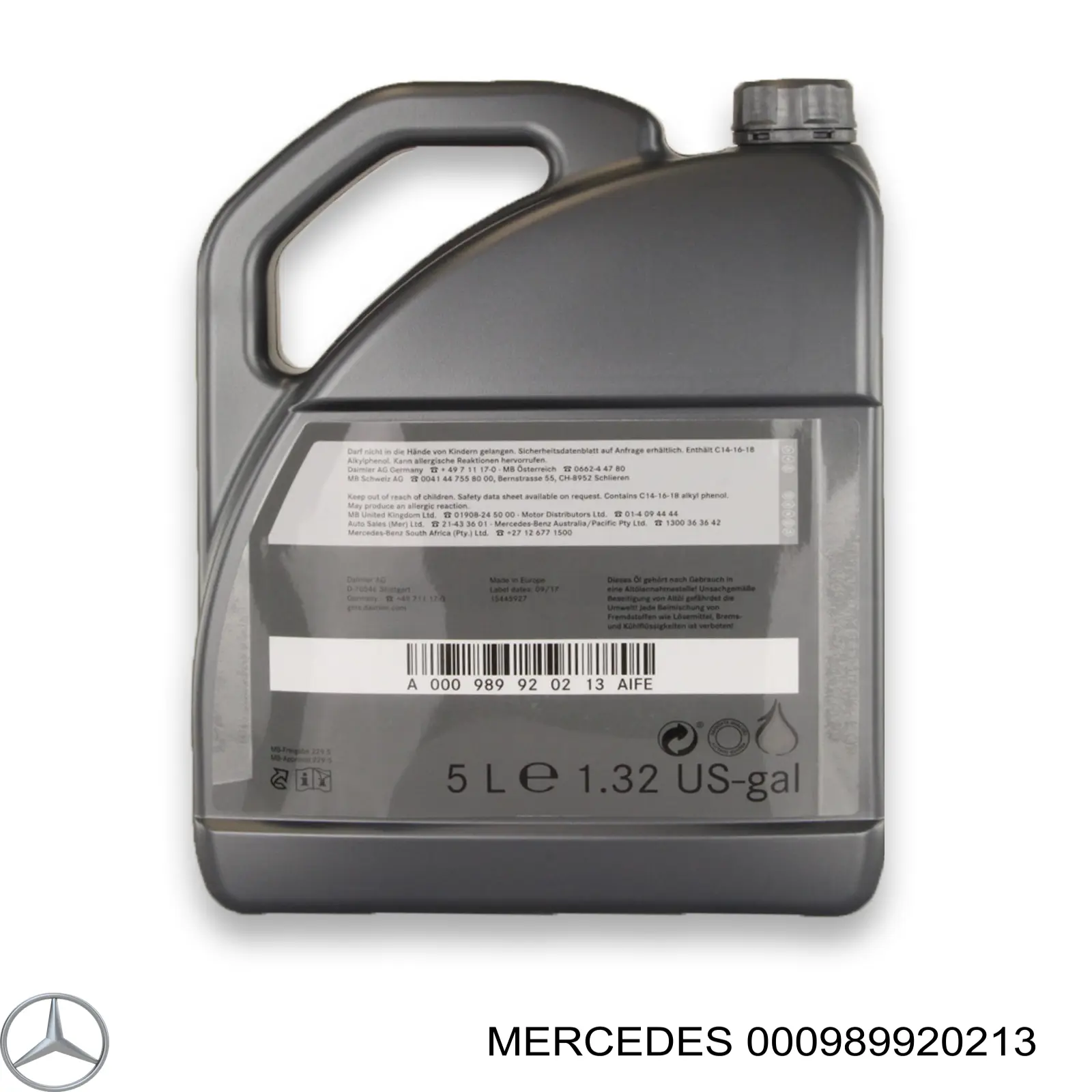 Olej do silnika 000989920213 Mercedes