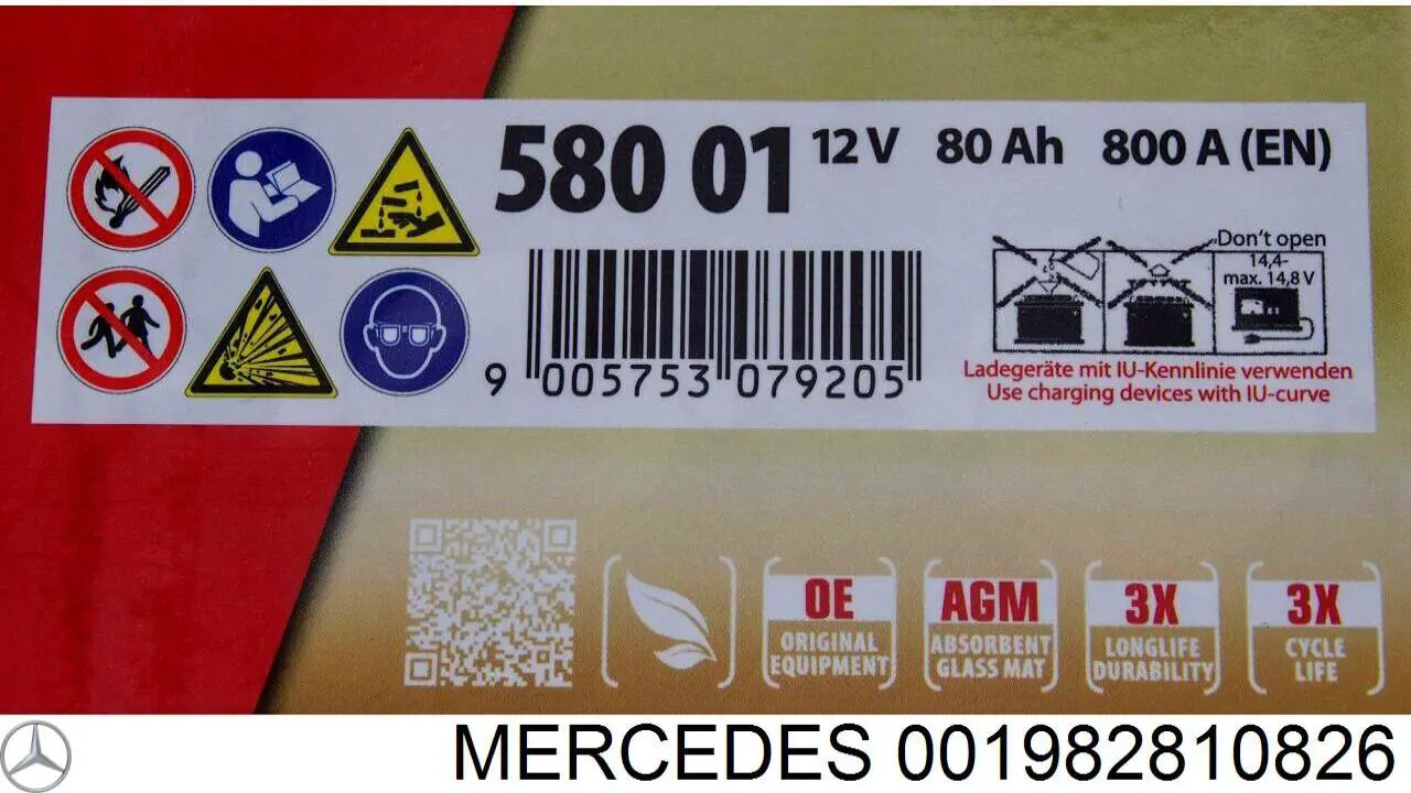 Do koszyka 001982810826 Mercedes Bateria (akumulator)