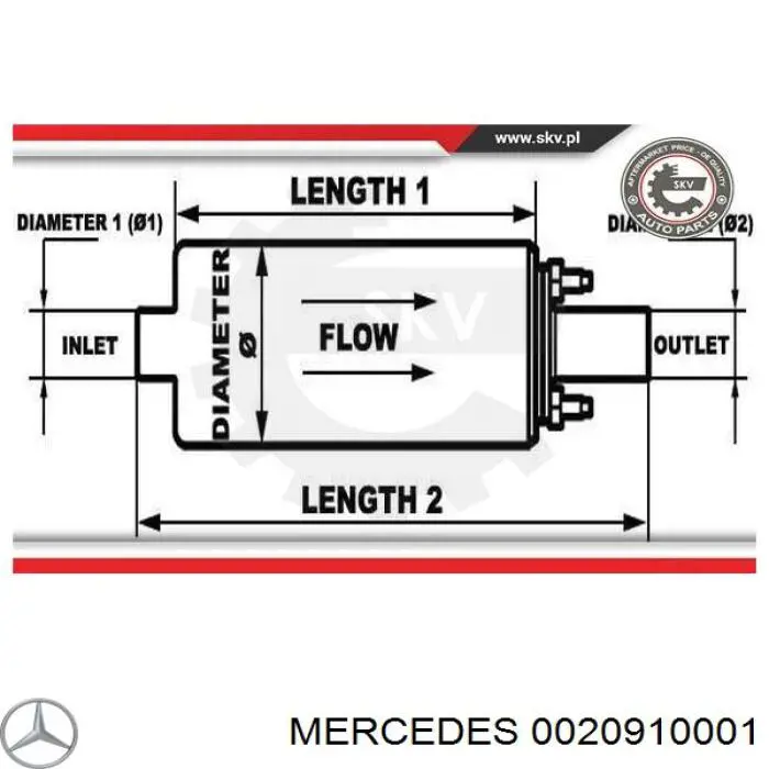 Pompa paliwa elektryczna zanurzeniowa Mercedes 0020910001 cena, od 28,39 USD