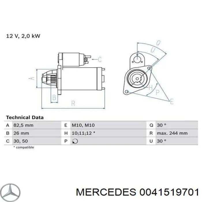 0041519701 Mercedes Rozrusznik