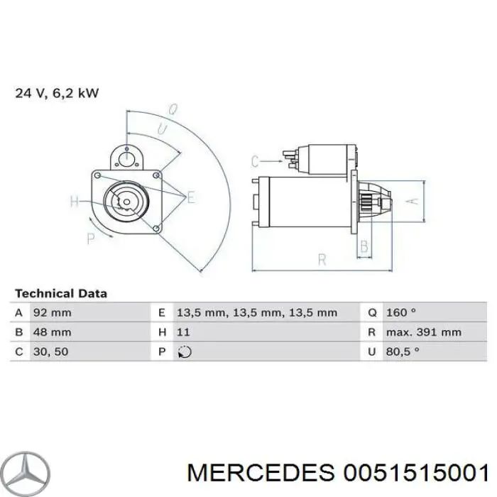 0051515001 Mercedes Rozrusznik