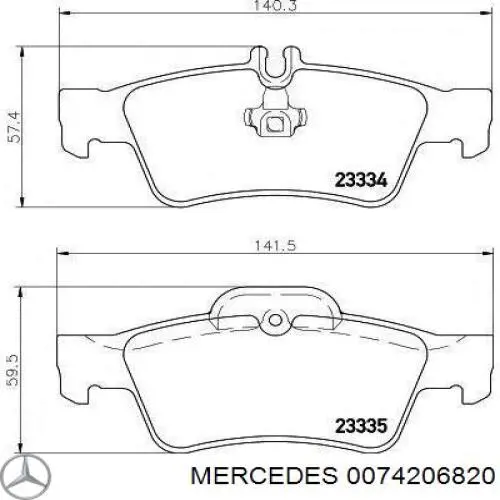 Okładziny (klocki) do hamulców tarczowych tylne Mercedes 0074206820 cena, od 14,75 USD