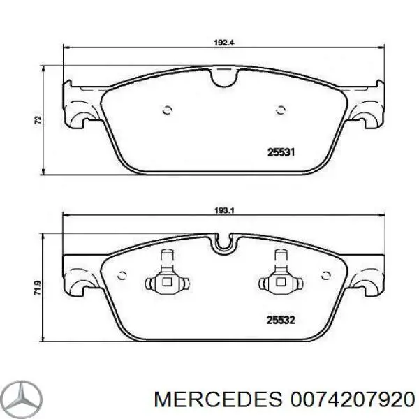 Klocki hamulcowe przednie tarczowe Mercedes 0074207920 cena, od 56,68 USD