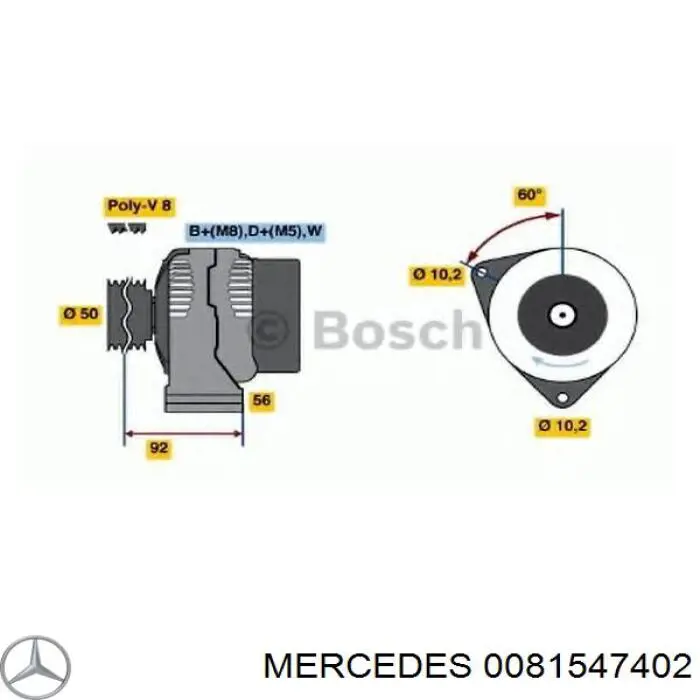 Alternator Mercedes 0081547402 cena, od 225,13 USD