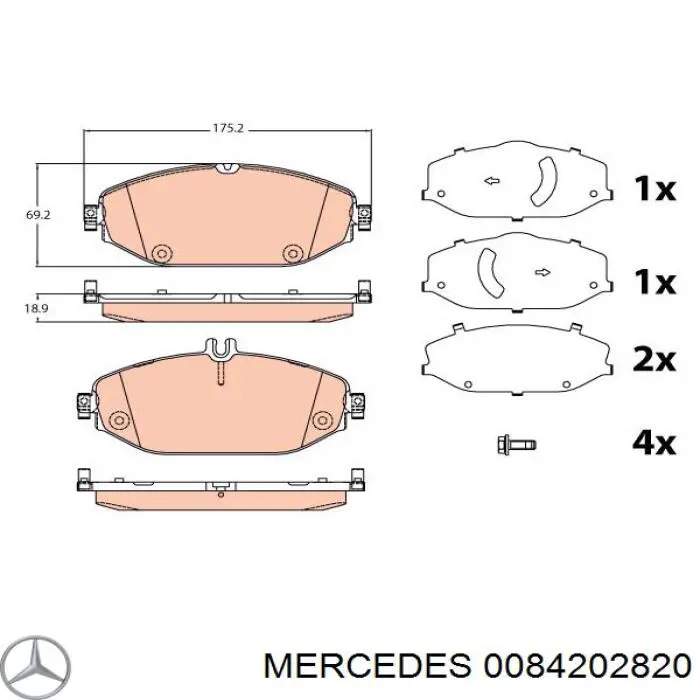 0084202820 Mercedes klocki hamulcowe przednie tarczowe