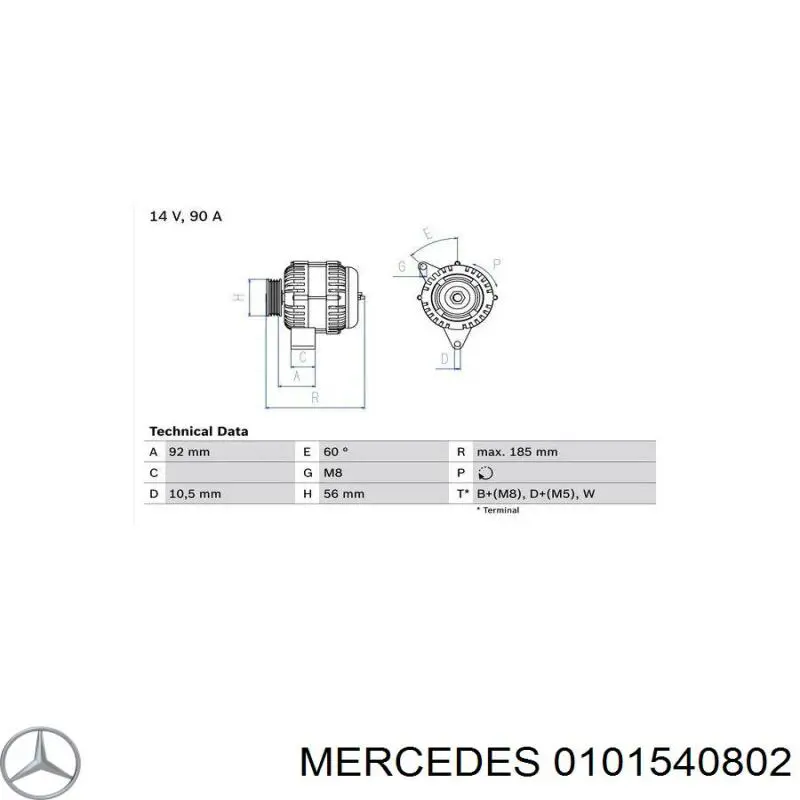 0101540802 Mercedes Alternator