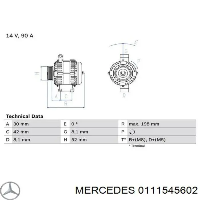 0111545602 Mercedes Alternator