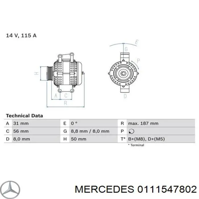 Alternator Mercedes 0111547802 cena, od 1,83 USD