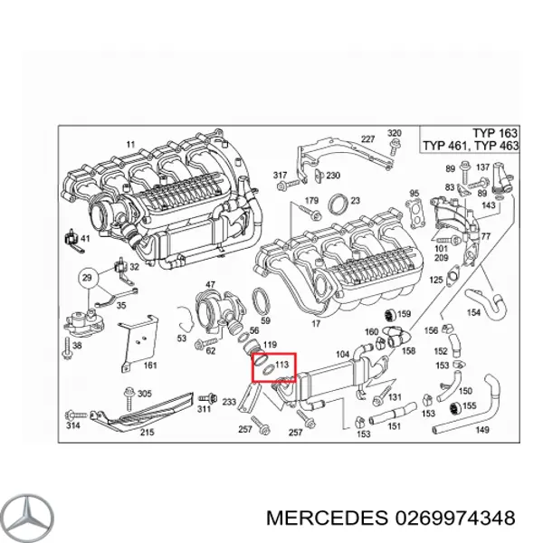 0269974348 Mercedes Uszczelka pierścieniowa przewodu EGR