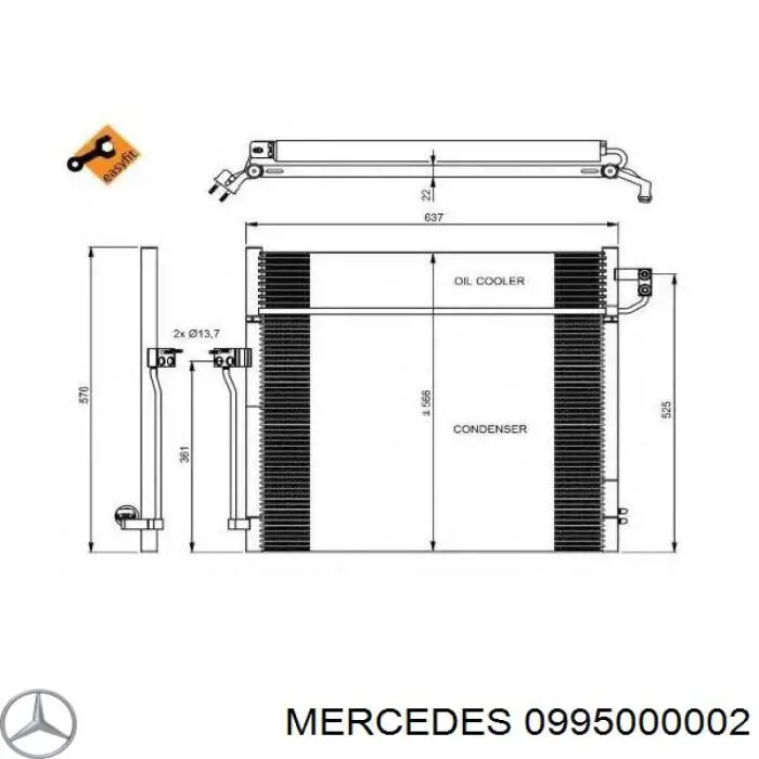 Chłodnica klimatyzacji Mercedes 0995000002 cena, od 149,76 USD