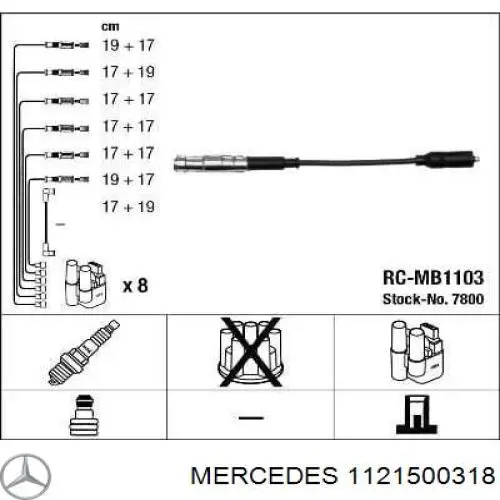 Zestaw przewodów wysokiego napięcia 1121500318 Mercedes
