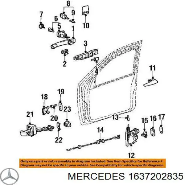 Zamek drzwi przednich prawych Mercedes ML/GLE SUV (W163) (1998 - 2005) cena, od 82,34 USD