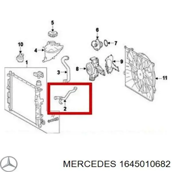 Przewód (króciec) chłodnicy górny Mercedes 1645010682 cena, od 43,47 USD