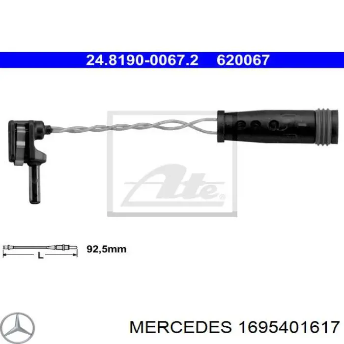 Czujnik zużycia klocków hamulcowych przedni Mercedes 1695401617 cena, od 5,27 USD