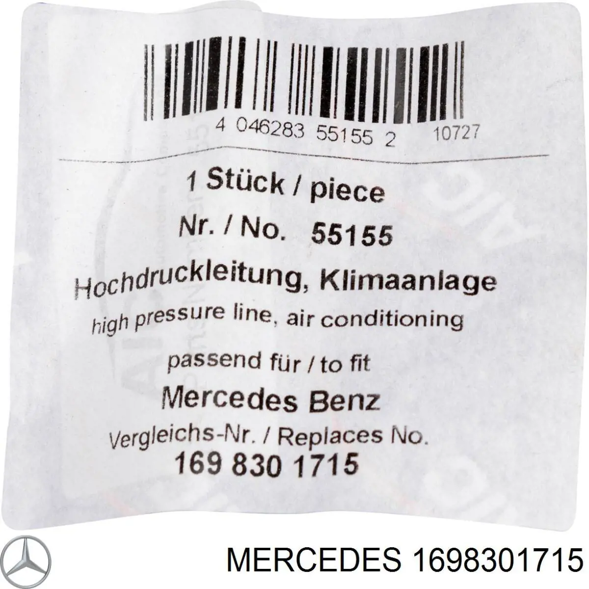 Przewód klimatyzacji, od chłodnicy do parownika Mercedes A1698301715 cena, od 74,26 USD