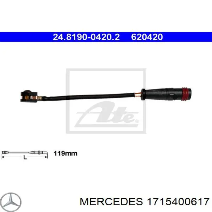 1715400617 Mercedes czujnik zużycia klocków hamulcowych przedni