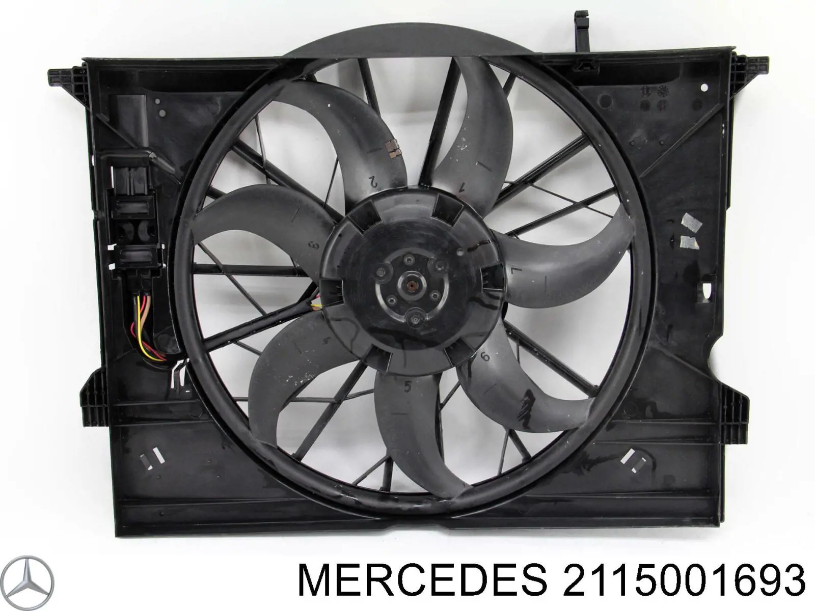 2115001693 Mercedes Wentylator elektryczny układu chłodzenia, kompletny (silnik+wirnik) prawy