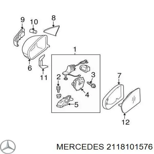 Lusterko wsteczne lewe Mercedes 2118101576 cena, od 290,17 USD