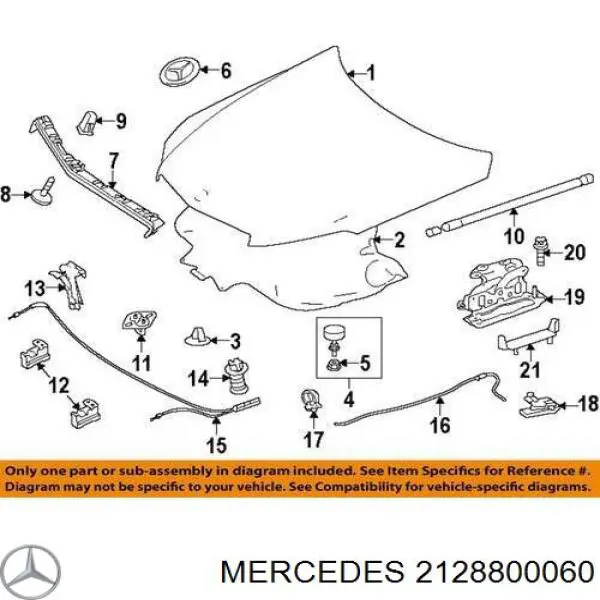2128800060 Mercedes Zamek maski lewy