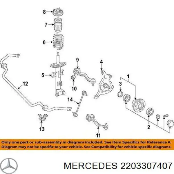 Wahacz zawieszenia przedniego dolny prawy Mercedes 2203307407 cena, od 109,83 USD