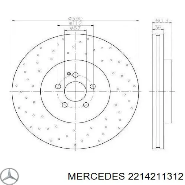 2214211312 Mercedes Tarcza hamulcowa przednia