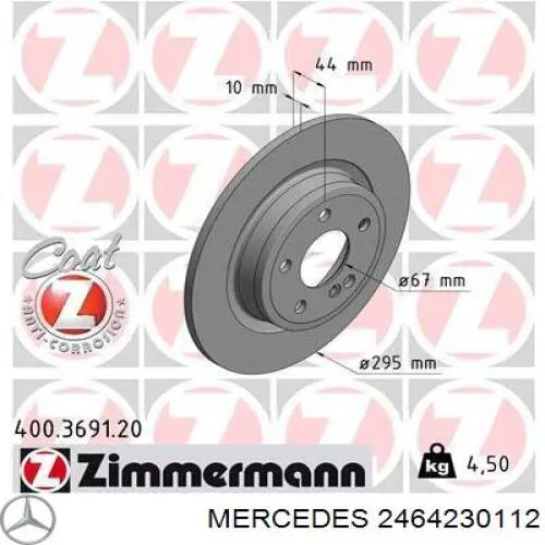 2464230112 Mercedes Tarcza hamulcowa tylna