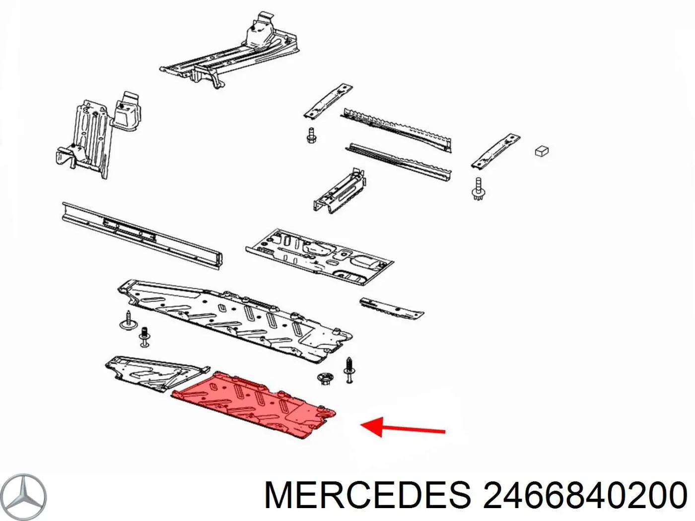 2466840200 Mercedes Osłona podwozia prawa