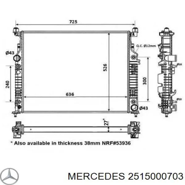 Chłodnica silnika Mercedes 2515000703 cena, od 250,28 USD